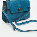 Sac À Bandoulière Sandy Croco - Bleu Canard