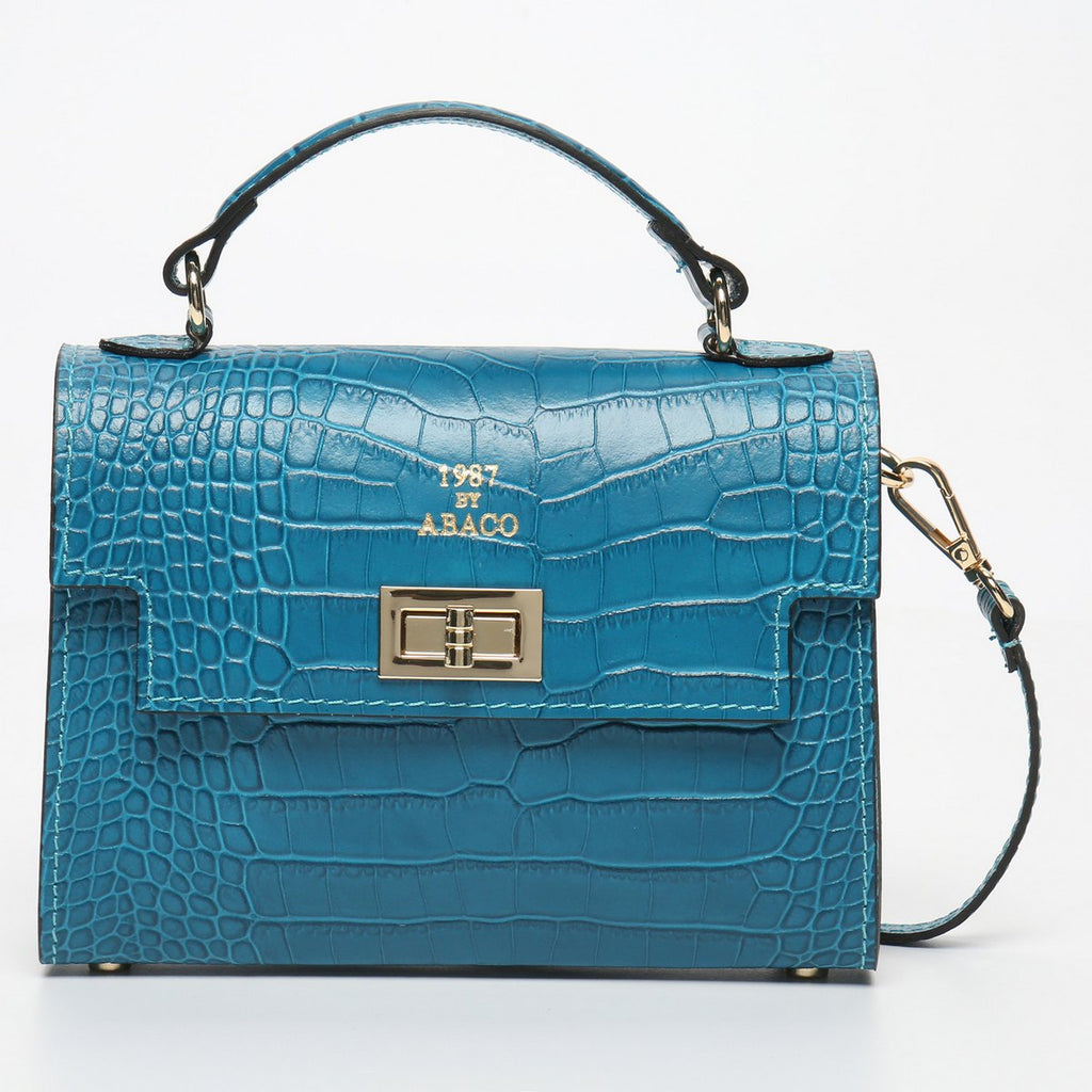 Sac À Bandoulière Sandy Croco - Bleu Canard