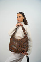 Sac Porte Epaule Kaelis - Motif Leopard Marrons