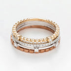 Set De 4 Bagues "Harmonie" Diamants 0,16Ct/27 - Or Tricolore