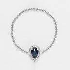 Bague Chaine "Blue Tear" Diamant 0,05/15 Saphir 0,25 - Or Blanc