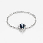 Bague Chaine "Blue Tear" Diamant 0,05/15 Saphir 0,25 - Or Blanc