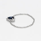 Bague Chaine "Blue Tear" Diamant 0,05/15 Saphir 0,25 - Or Blanc