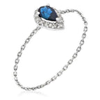 Bague Chaine "Blue Tear" Diamant 0,05/15 Saphir 0,25 - Or Blanc
