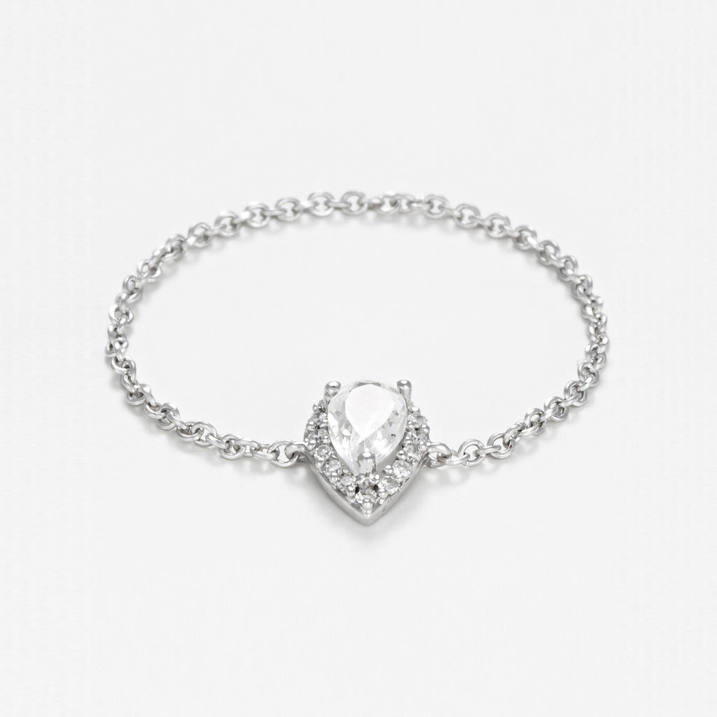 Bague Chaine "Invisible Tear" Topaze 0,25Ct/1 Diamant 0,05/15  - Or Blanc