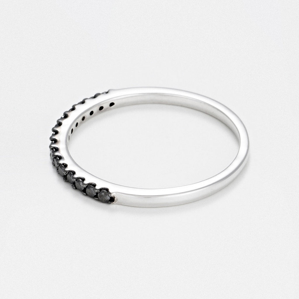 Bague "Alliance Sobriété" Dnoirs 0,14Ct/15 - Or Blanc 375/1000