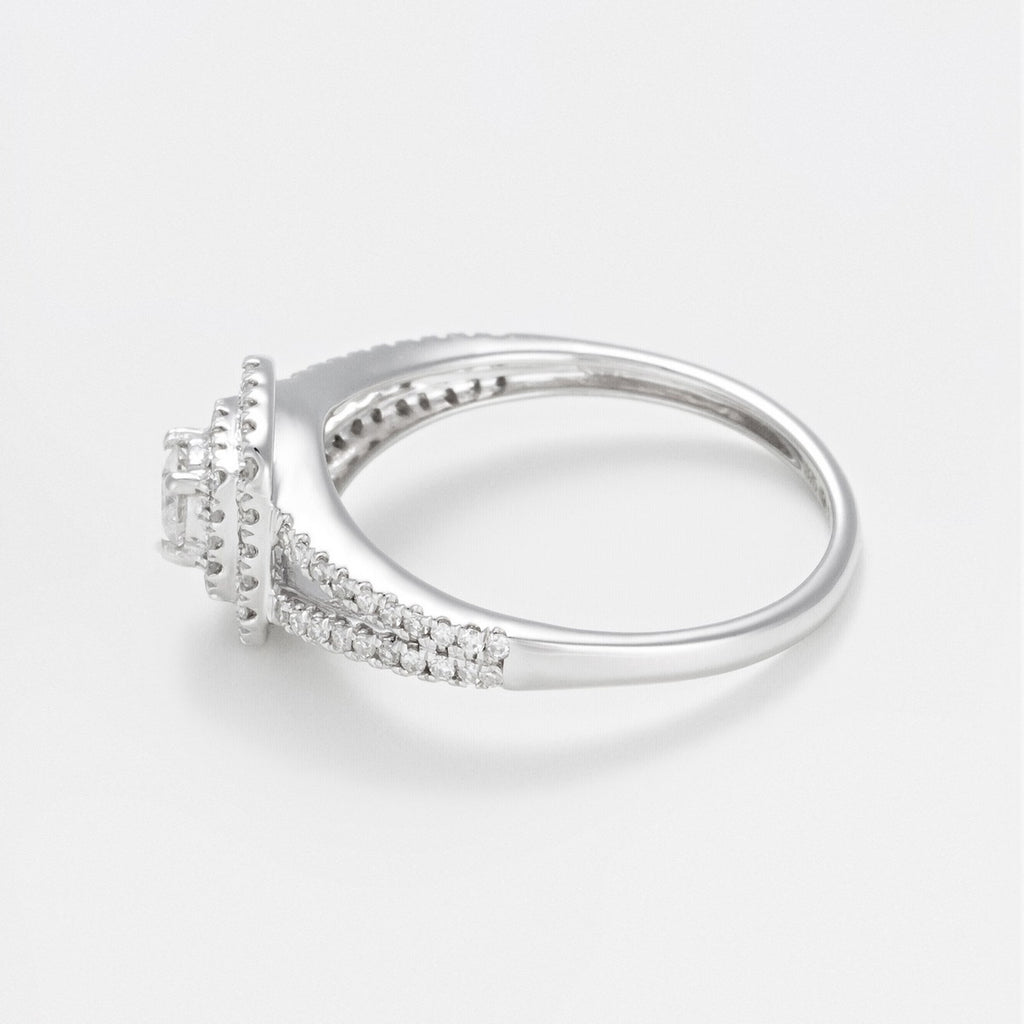 Bague Duo "Carré Somptueux" D0,34/100 + D0,17/1 - Or Blanc