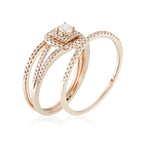 Bague Duo "Carré Somptueux" D0,34/100 + D0,17/1 - Or Jaune 375/1000