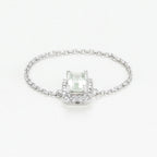 Bague Chaine "Neya" Diamant Et Amethyste Verte - Or Blanc