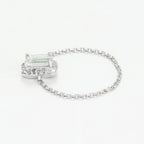 Bague Chaine "Neya" Diamant Et Amethyste Verte - Or Blanc