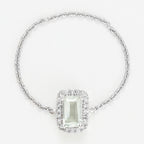 Bague Chaine "Neya" Diamant Et Amethyste Verte - Or Blanc
