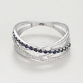 Bague "Ligne De Saphirs" Diamants D0,08/26 S0,25/17 - Or Blanc 375/1000