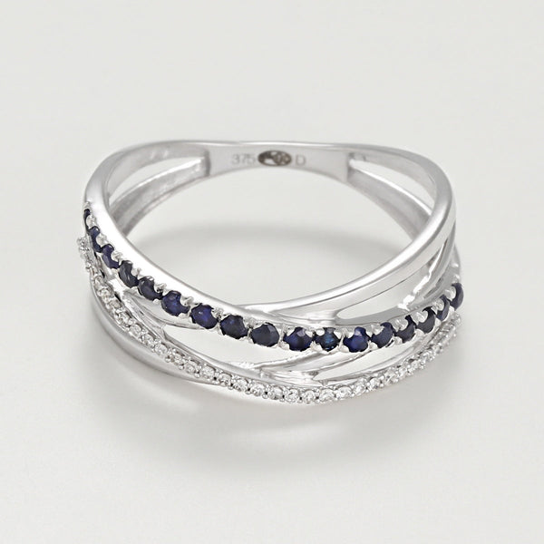 Bague "Ligne De Saphirs" Diamants D0,08/26 S0,25/17 - Or Blanc 375/1000