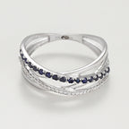 Bague "Ligne De Saphirs" Diamants D0,08/26 S0,25/17 - Or Blanc 375/1000