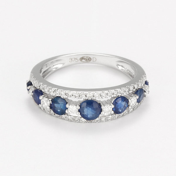 Bague "Couronne De Saphir" D0,36/56 S0,65/7 - Or Blanc 375/1000