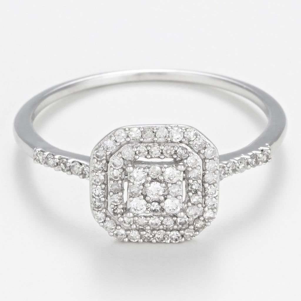 Bague Duo "Antique" D0,31Cts/84 - Or Blanc 375/1000