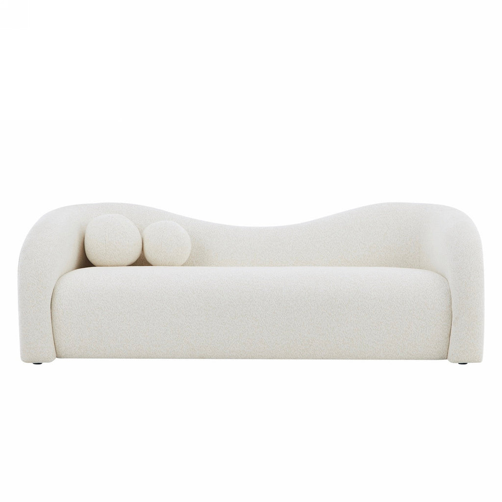Bacala - Canapé Droit Fixe 3 Places - Tissu Chenille Beige