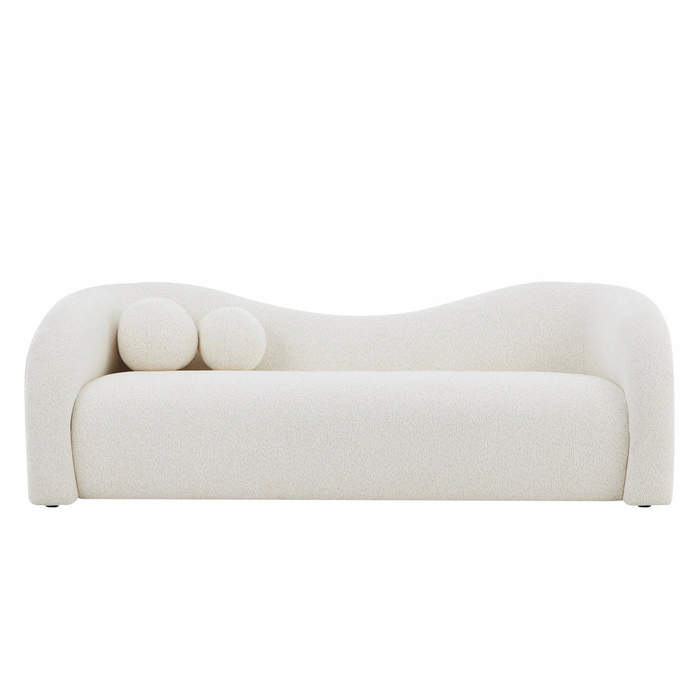 Bacala - Canapé Droit Fixe 3 Places - Tissu Chenille Beige