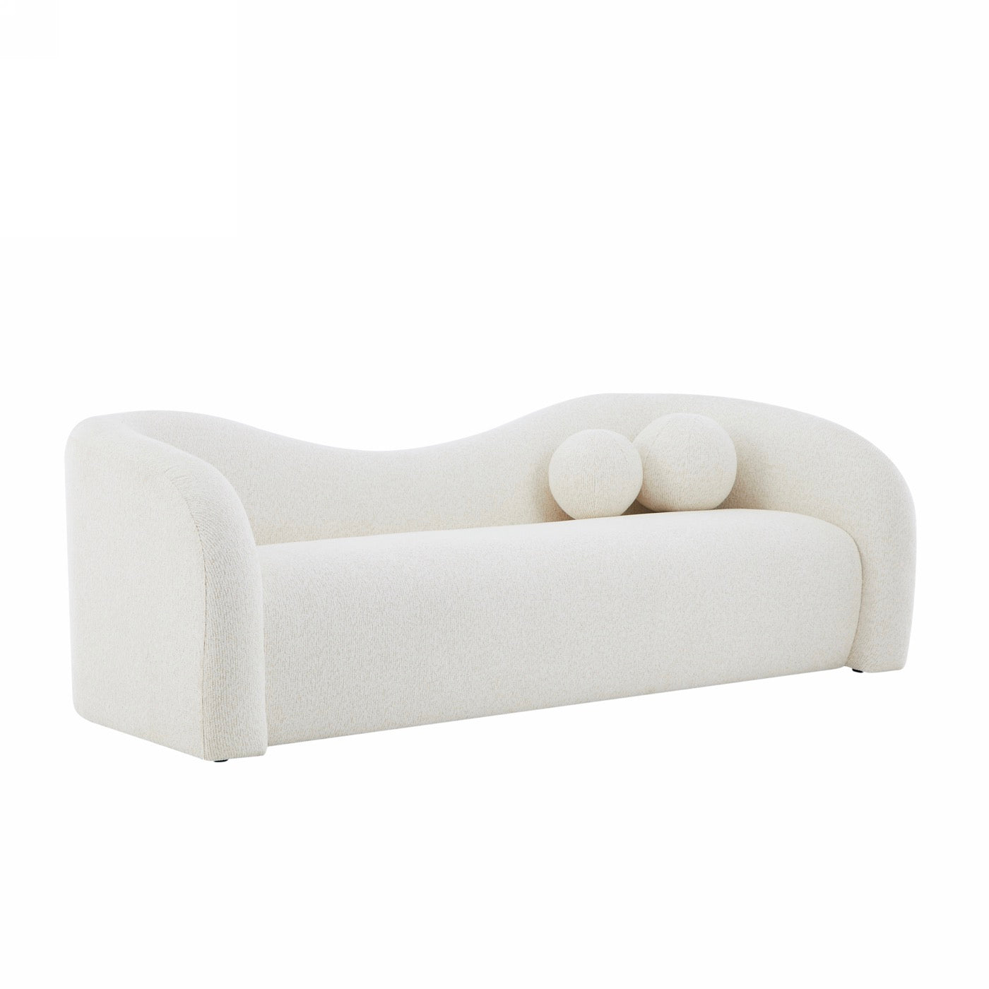 Bacala - Canapé Droit Fixe 3 Places - Tissu Chenille Beige