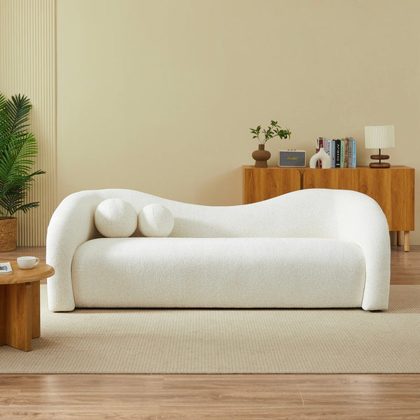 Bacala - Canapé Droit Fixe 3 Places - Tissu Chenille Beige