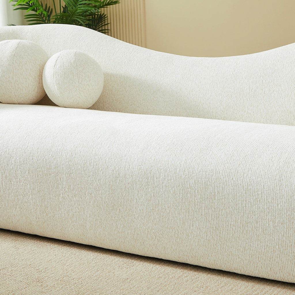 Bacala - Canapé Droit Fixe 3 Places - Tissu Chenille Beige