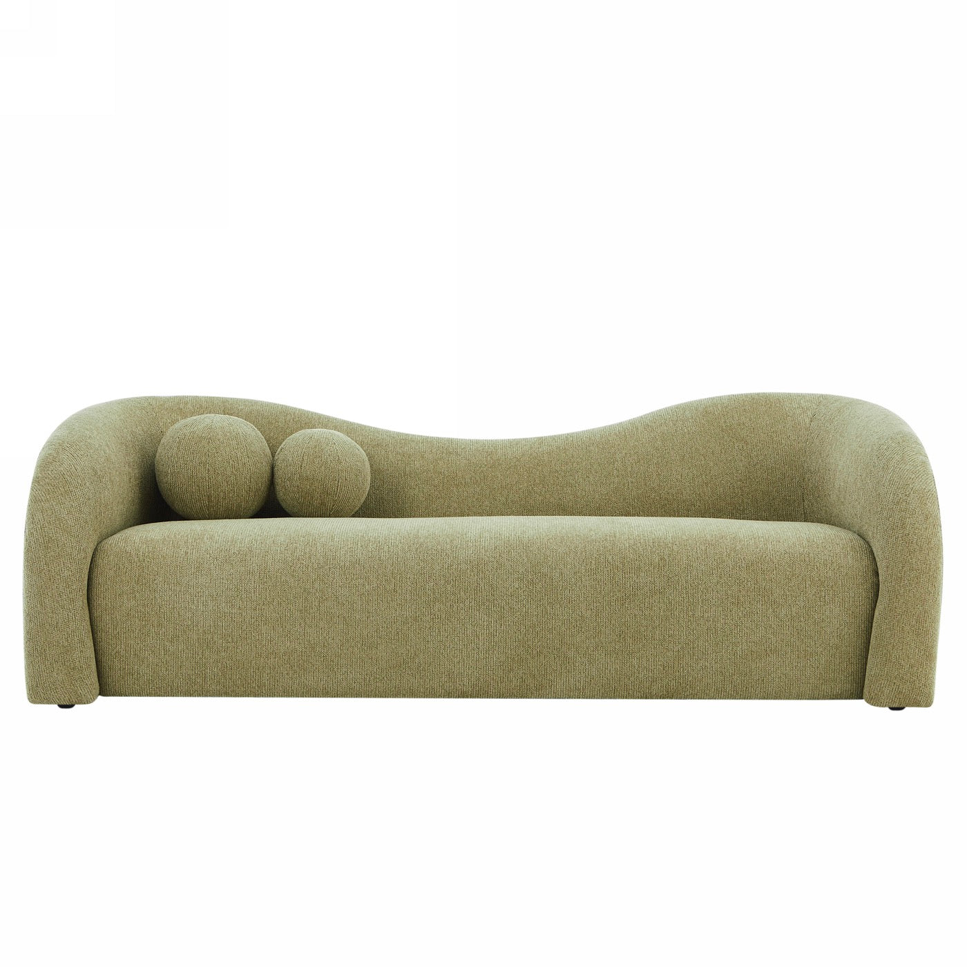 Bacala - Canapé Droit Fixe 3 Places - Tissu Chenille Vert Kaki