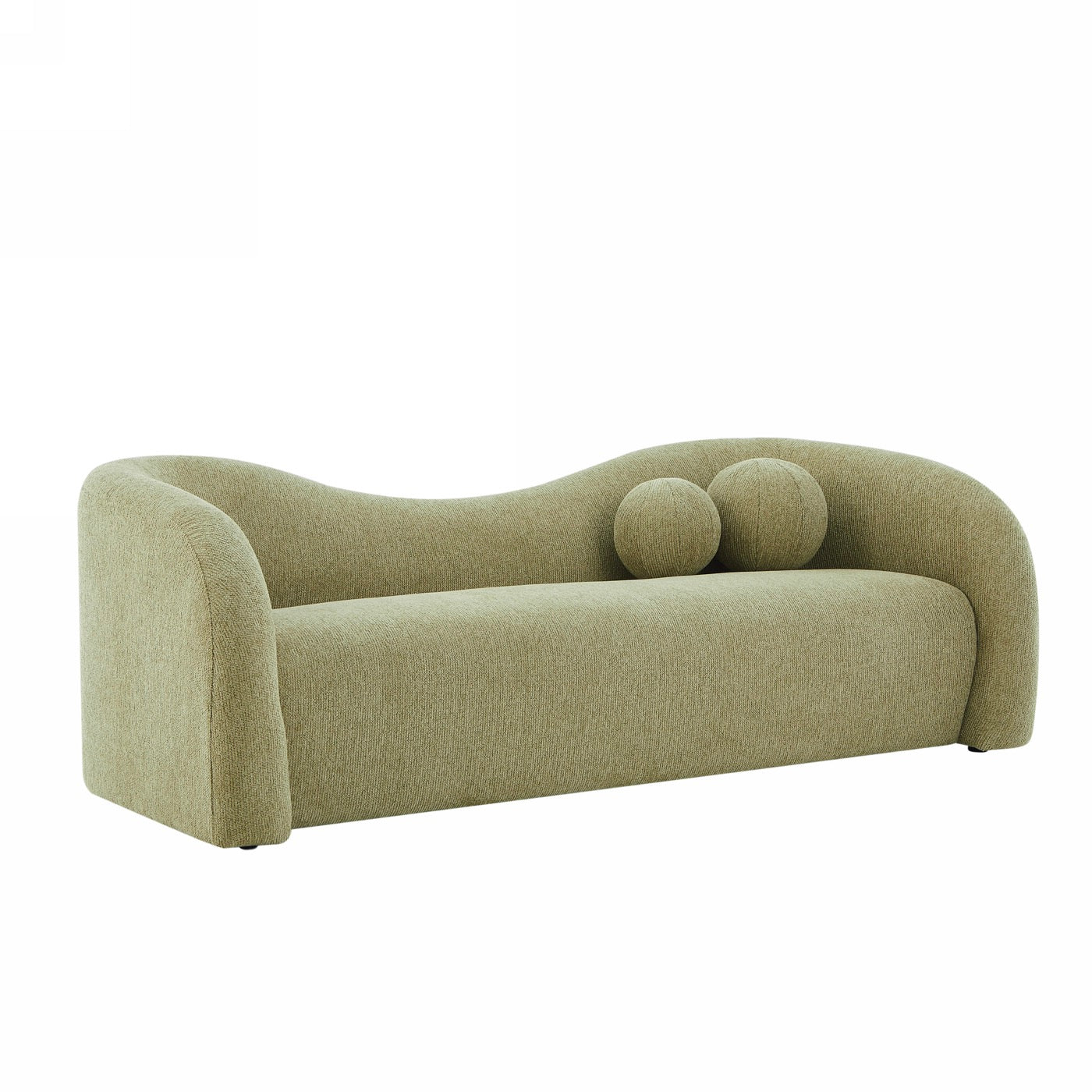 Bacala - Canapé Droit Fixe 3 Places - Tissu Chenille Vert Kaki