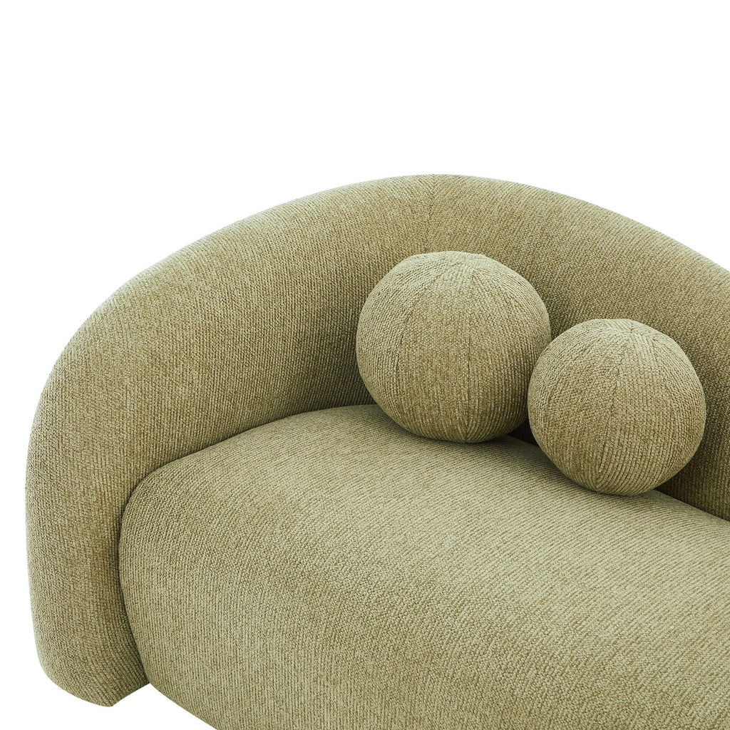 Bacala - Canapé Droit Fixe 3 Places - Tissu Chenille Vert Kaki