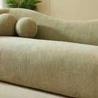 Bacala - Canapé Droit Fixe 3 Places - Tissu Chenille Vert Kaki