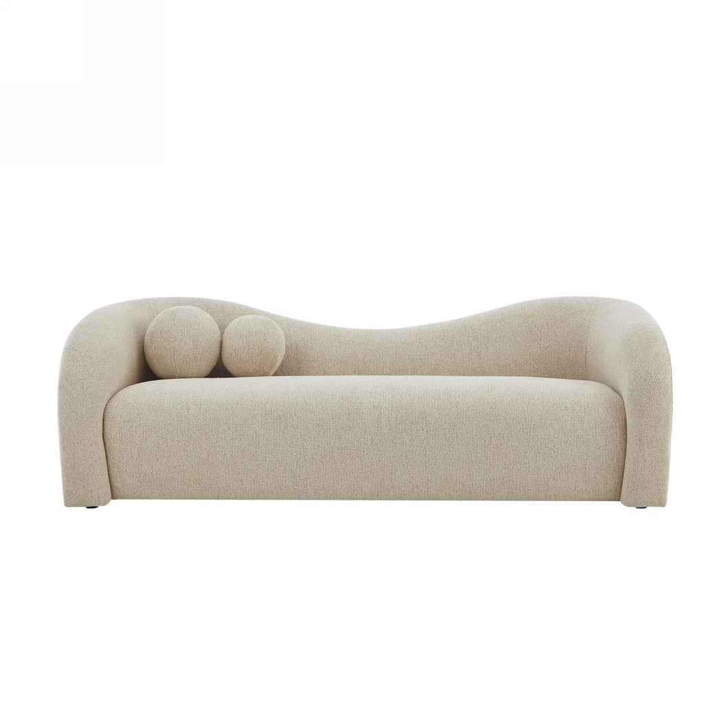 Bacala - Canapé Droit Fixe 3 Places - Tissu Chenille Taupe