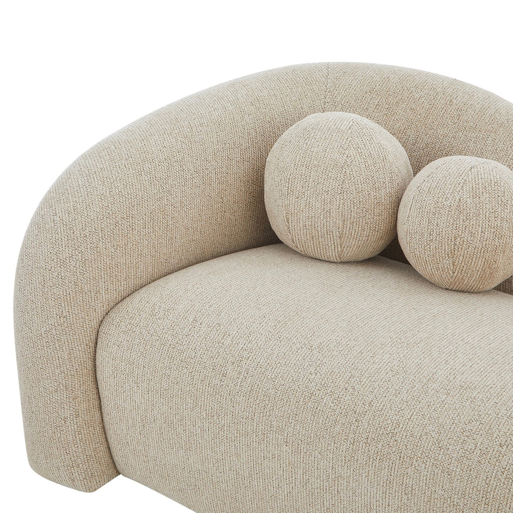 Bacala - Canapé Droit Fixe 3 Places - Tissu Chenille Taupe