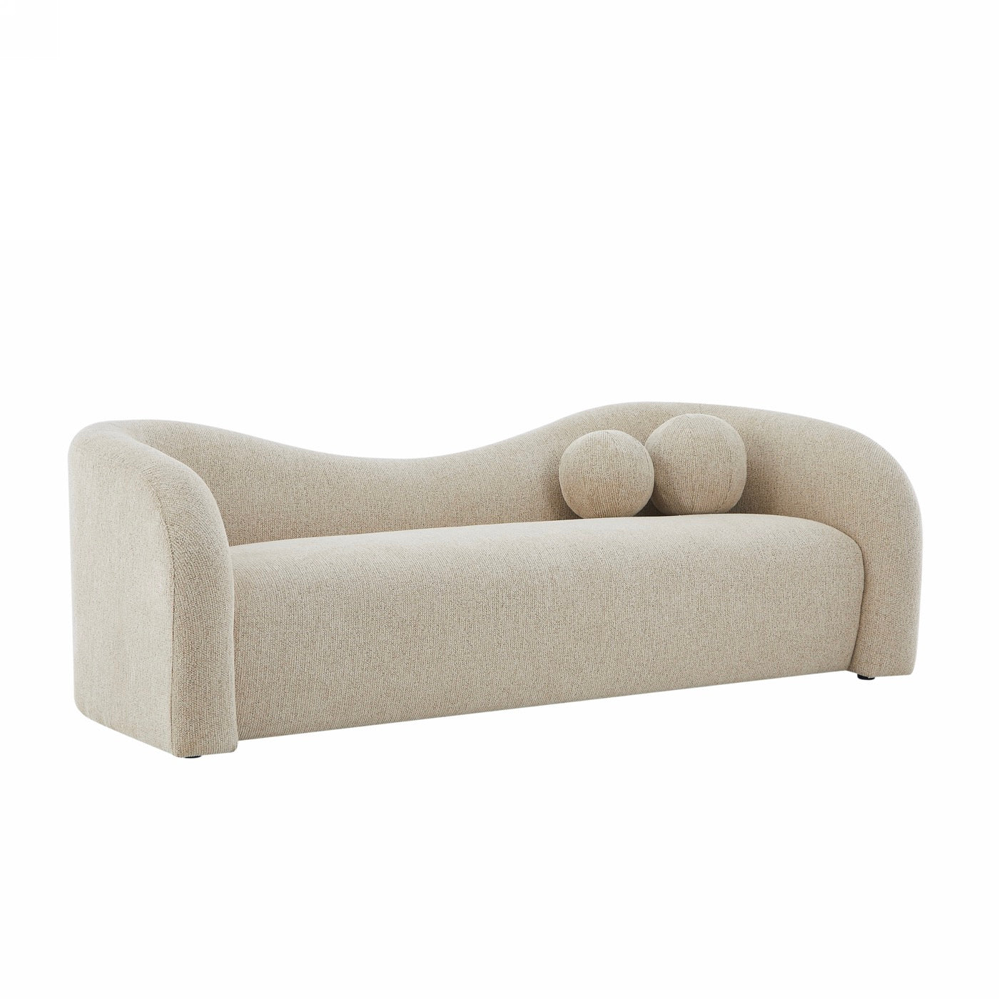 Bacala - Canapé Droit Fixe 3 Places - Tissu Chenille Taupe