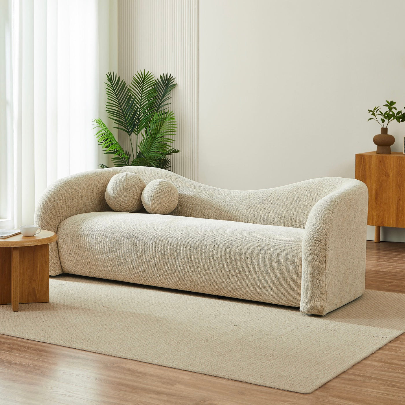 Bacala - Canapé Droit Fixe 3 Places - Tissu Chenille Taupe