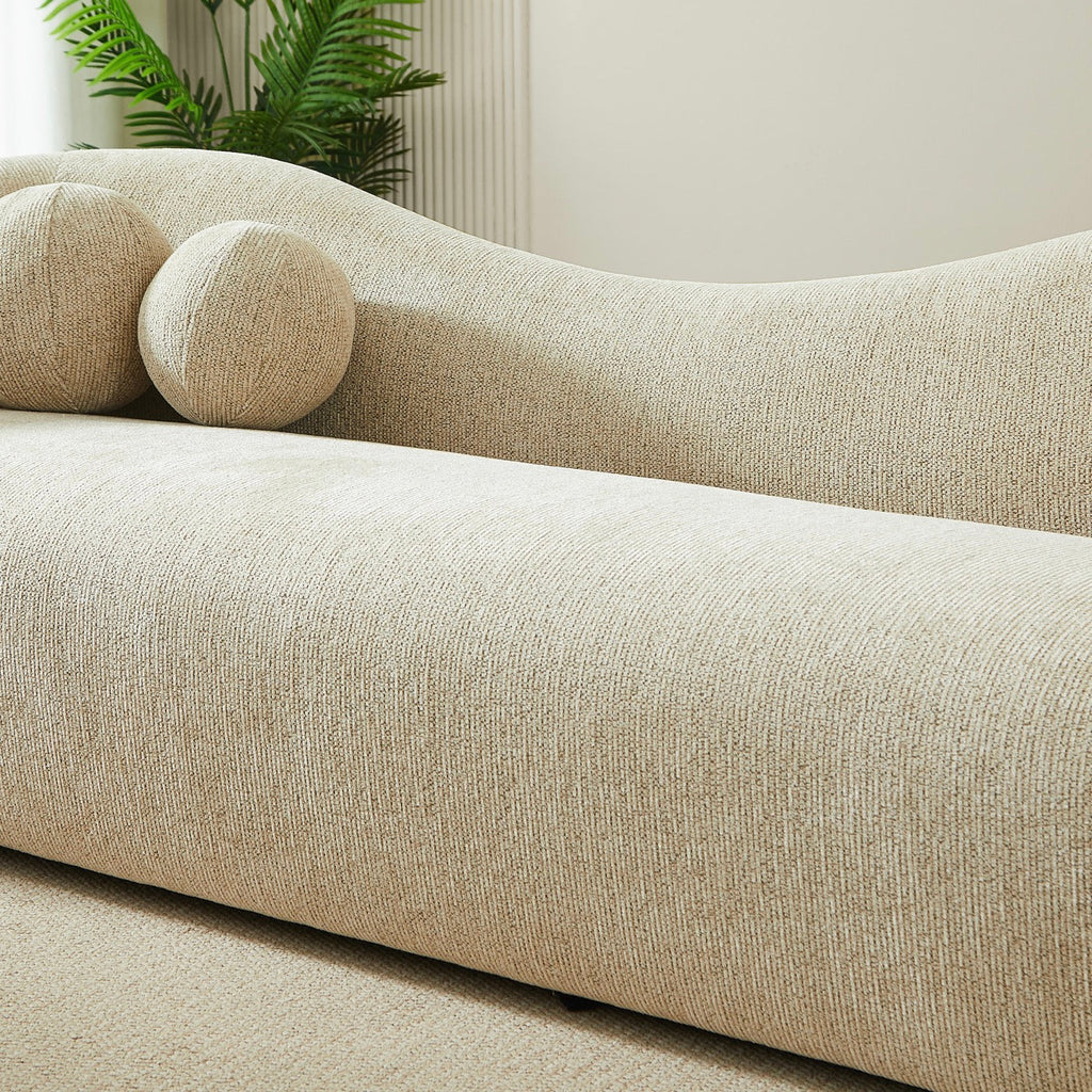 Bacala - Canapé Droit Fixe 3 Places - Tissu Chenille Taupe