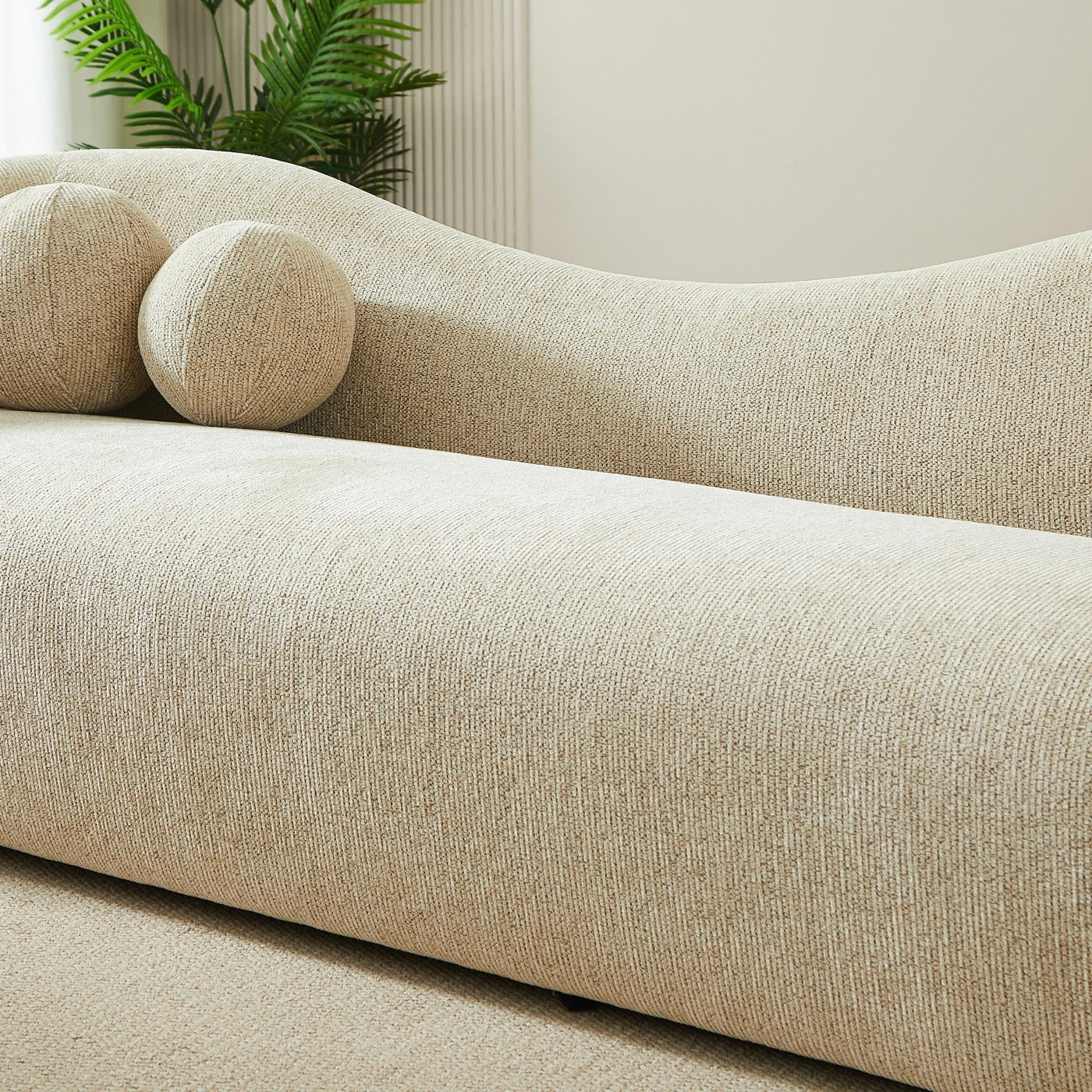 Bacala - Canapé Droit Fixe 3 Places - Tissu Chenille Taupe