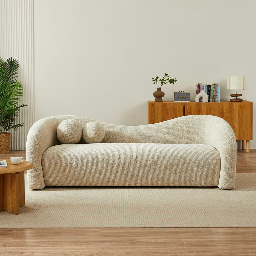 Bacala - Canapé Droit Fixe 3 Places - Tissu Chenille Taupe