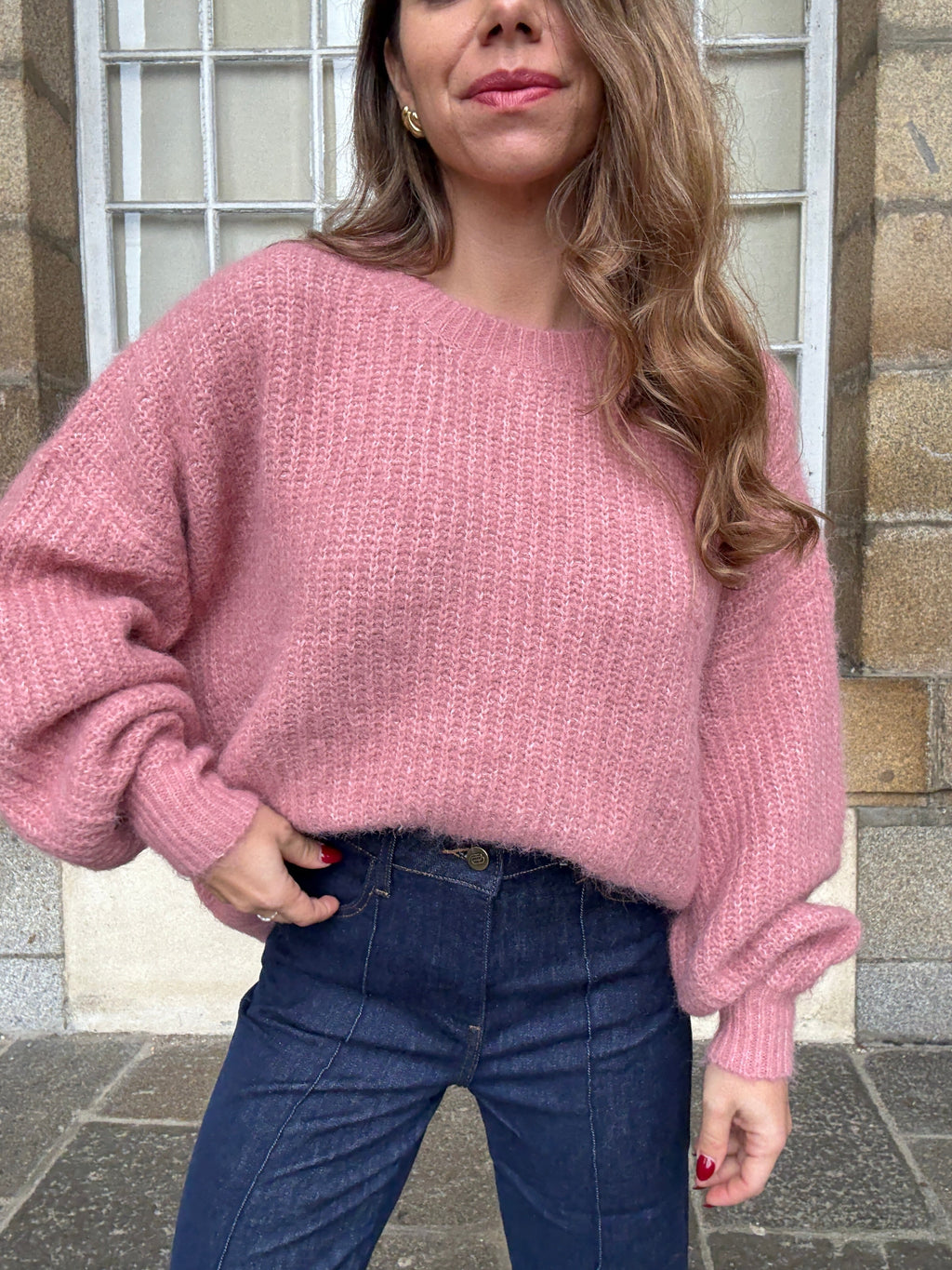 Pull En Maille Jade Vieux Rose