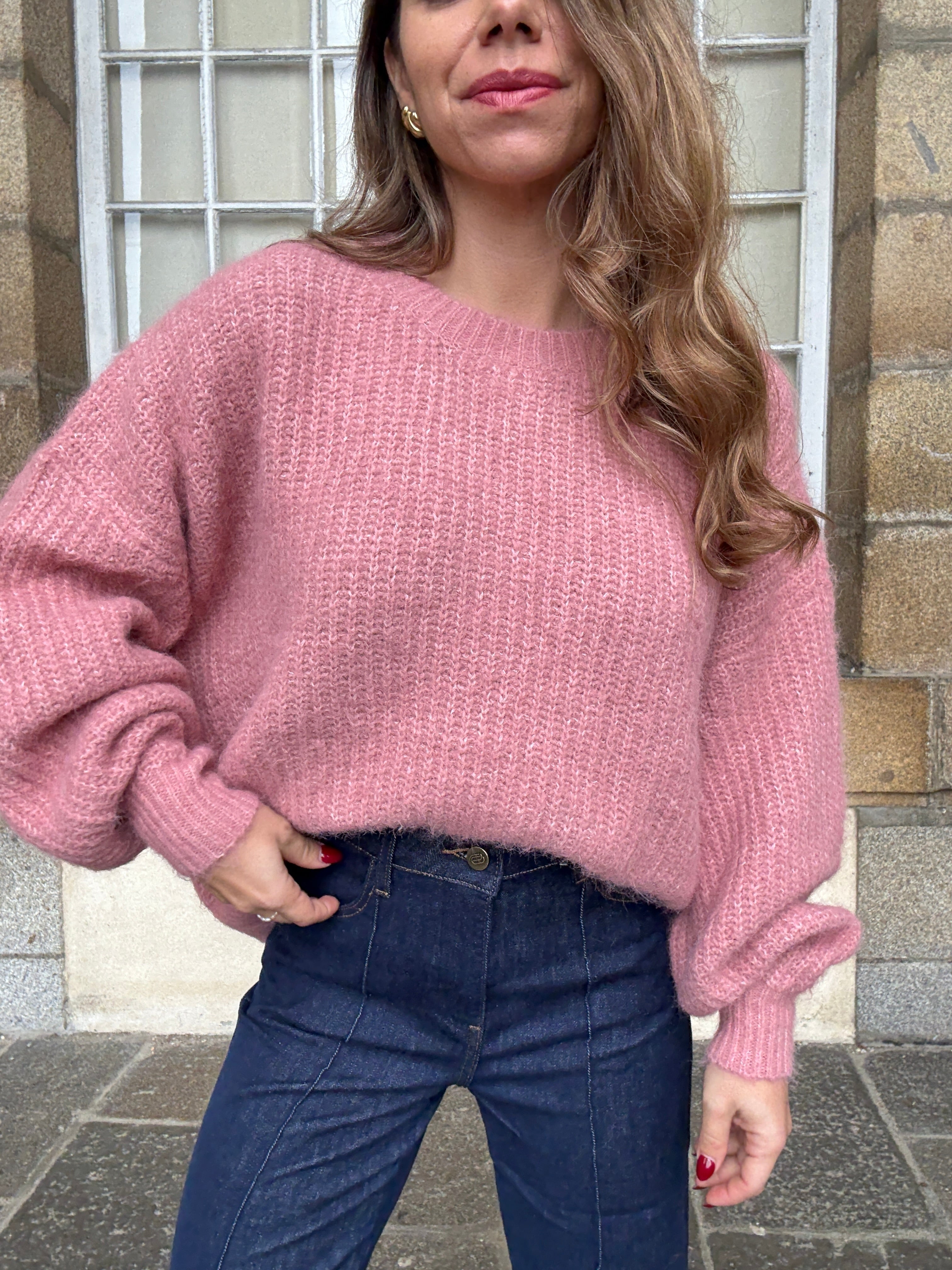 Pull En Maille Jade Vieux Rose