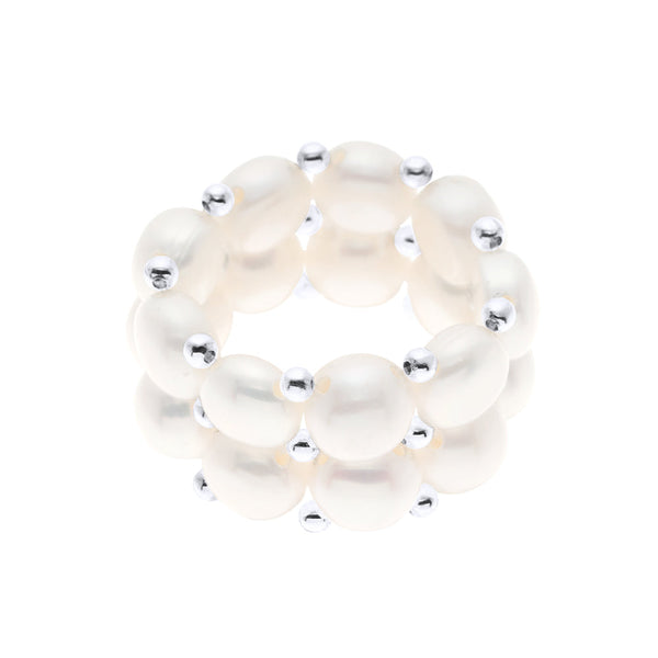Bague 2 Rangs - Véritables Perles D'Eau Douce