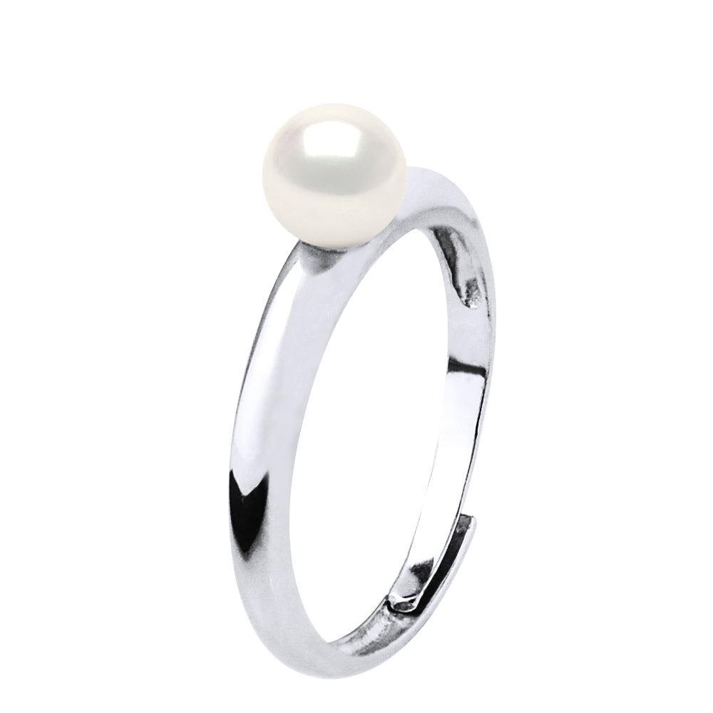Bague Jonc Perle Ronde - Argent 925 - Reine Jeanne