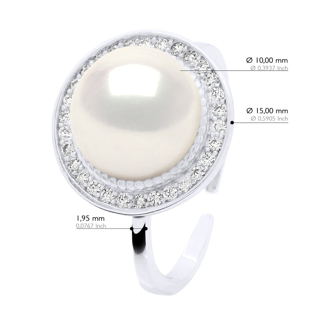 Bague Joaillerie Perle Bouton 10-11 Mm - Plusieurs Coloris - Argent 925 - Megeve