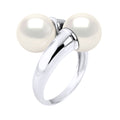 Bague Toi & Moi Perles Rondes 9-10 Mm - Plusieurs Coloris - Argent 925 - Cagnes