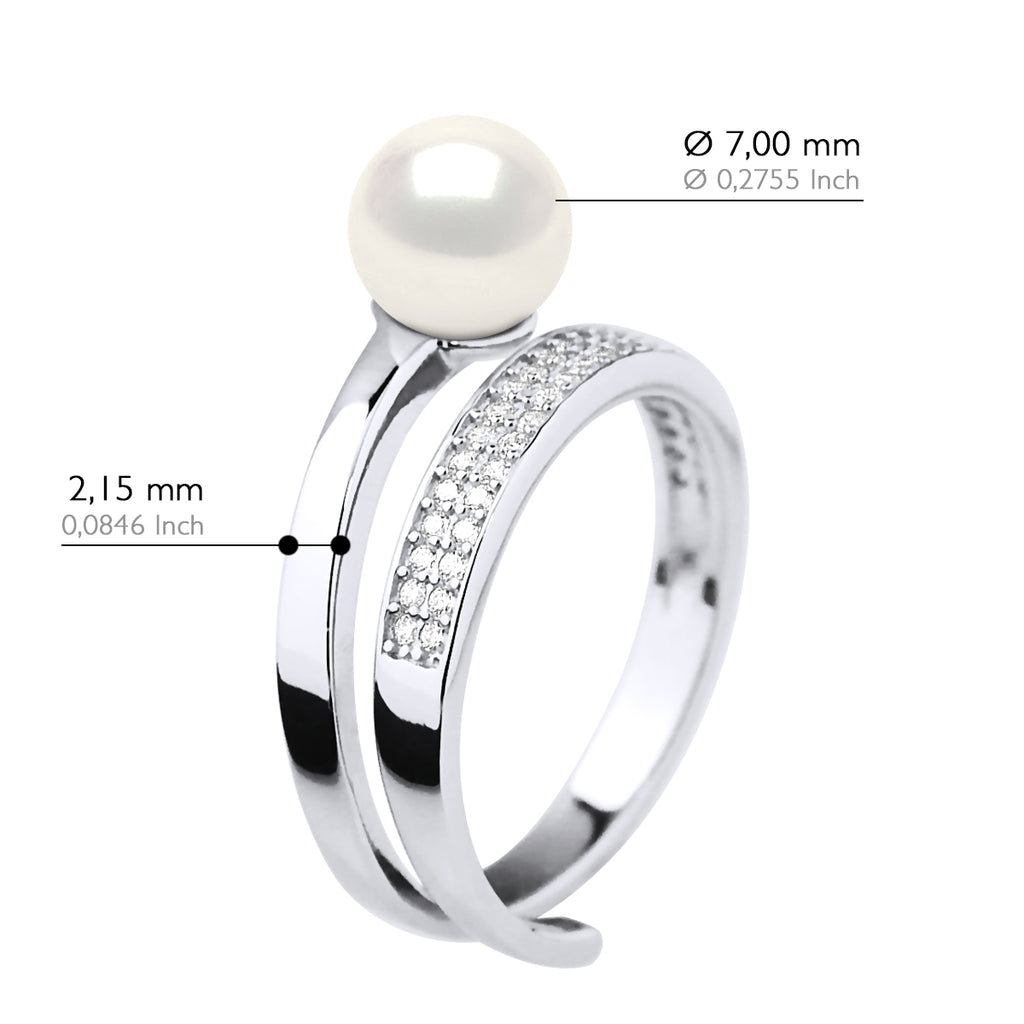 Bague Joaillerie Perle Ronde 8-9 Mm - Argent 925 - Portofino