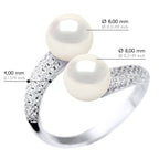 Bague Joaillerie Toi Et Moi Perles Rondes 8-9 Mm - Argent 925 - La Napoule