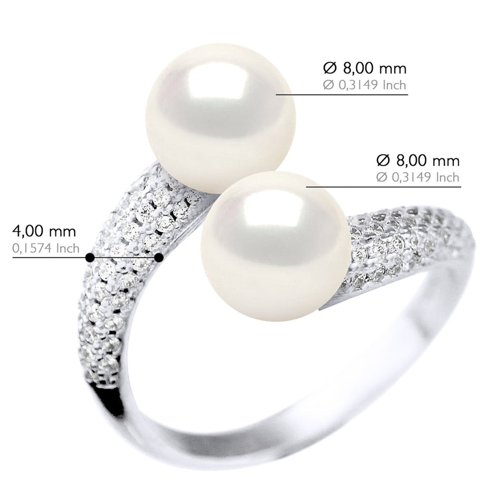 Bague Joaillerie Toi Et Moi Perles Rondes 8-9 Mm - Argent 925 - La Napoule