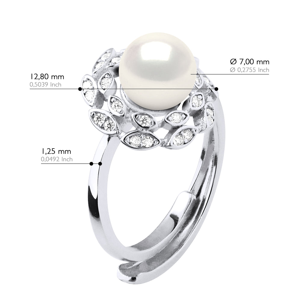 Bague Joaillerie Perle Ronde 7-8 Mm - Argent 925 - Quiberon