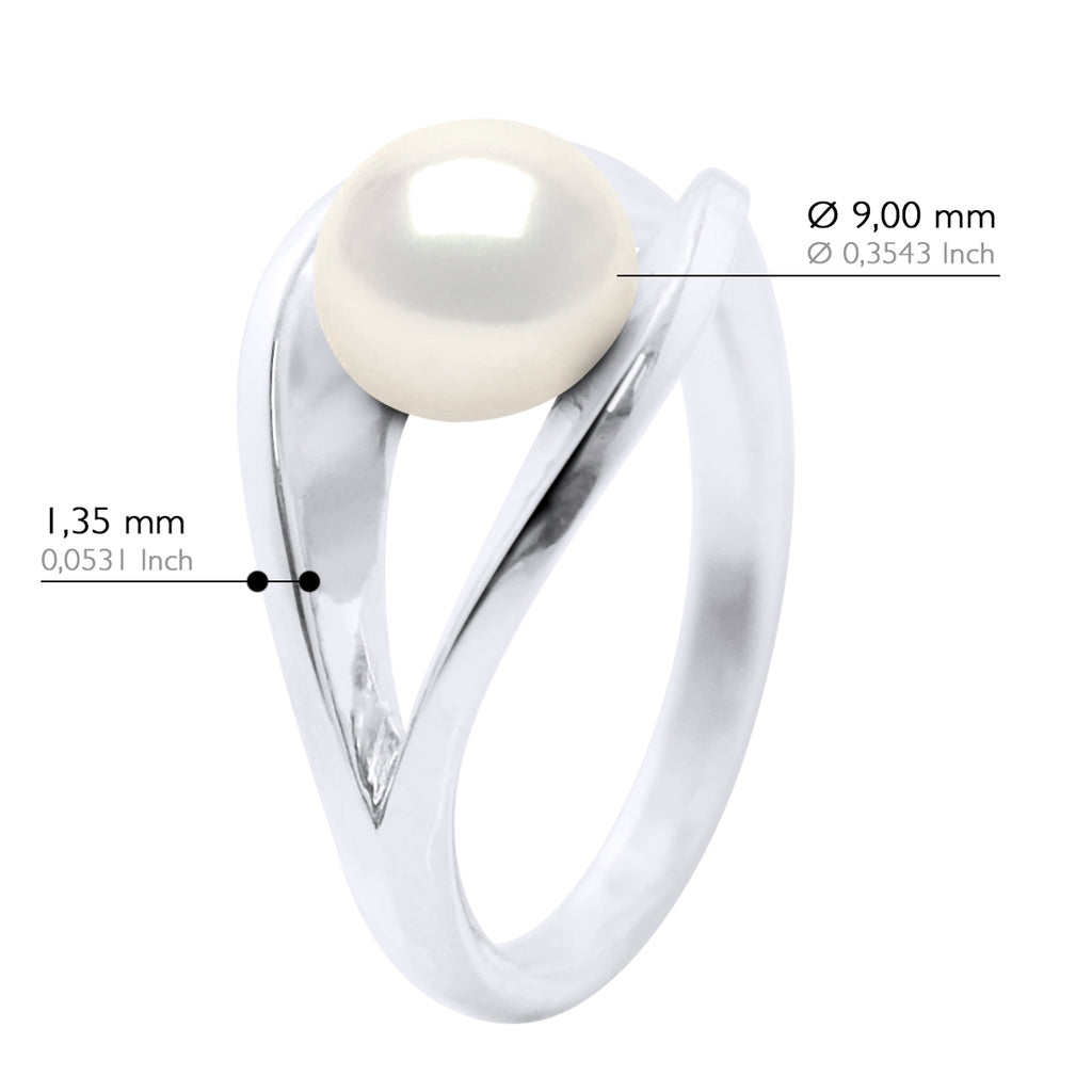 Bagues Jonc Perle Ronde 8-9 Mm - Plusieurs Coloris - Argent 925 - Dombourg