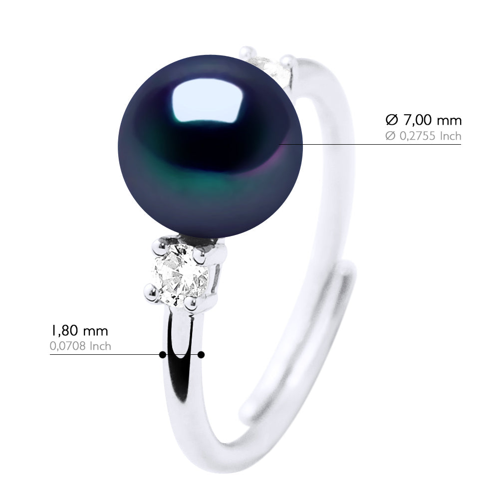 Bague Perle Ronde 7-8 Mm - Jonc Joaillerie Argent 925 - Auteuil