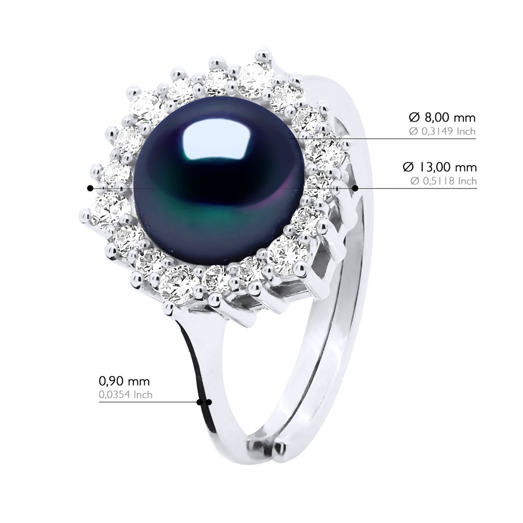 Bague Joaillerie Perle Ronde 8-9 Mm - Plusieurs Coloris - Argent 925 - Perros