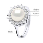 Bague Joaillerie Perle Ronde 8-9 Mm - Plusieurs Coloris - Argent 925 - Perros